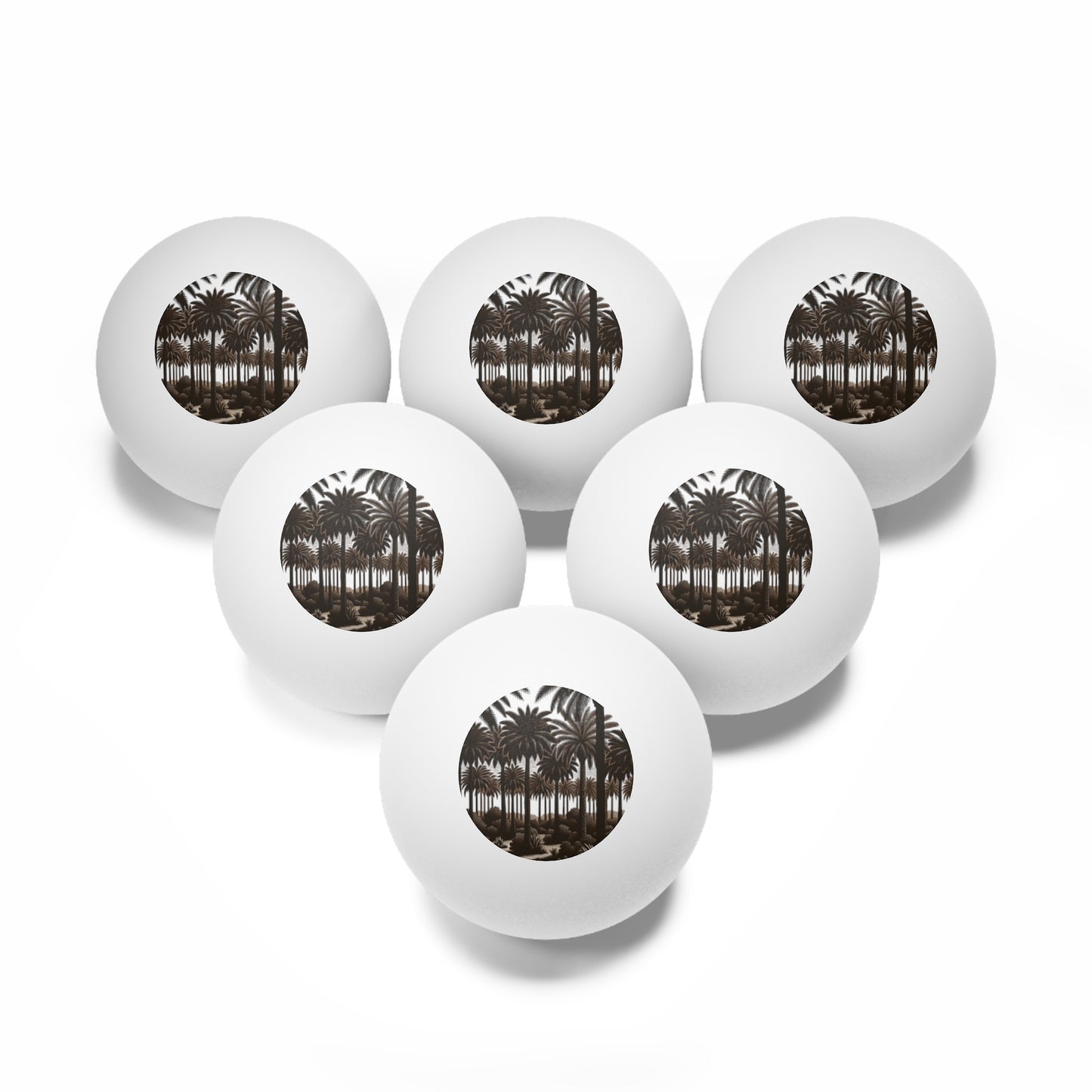 Tropical Paradise Ping Pong Balls - 6 Pack with Woodcut Palms