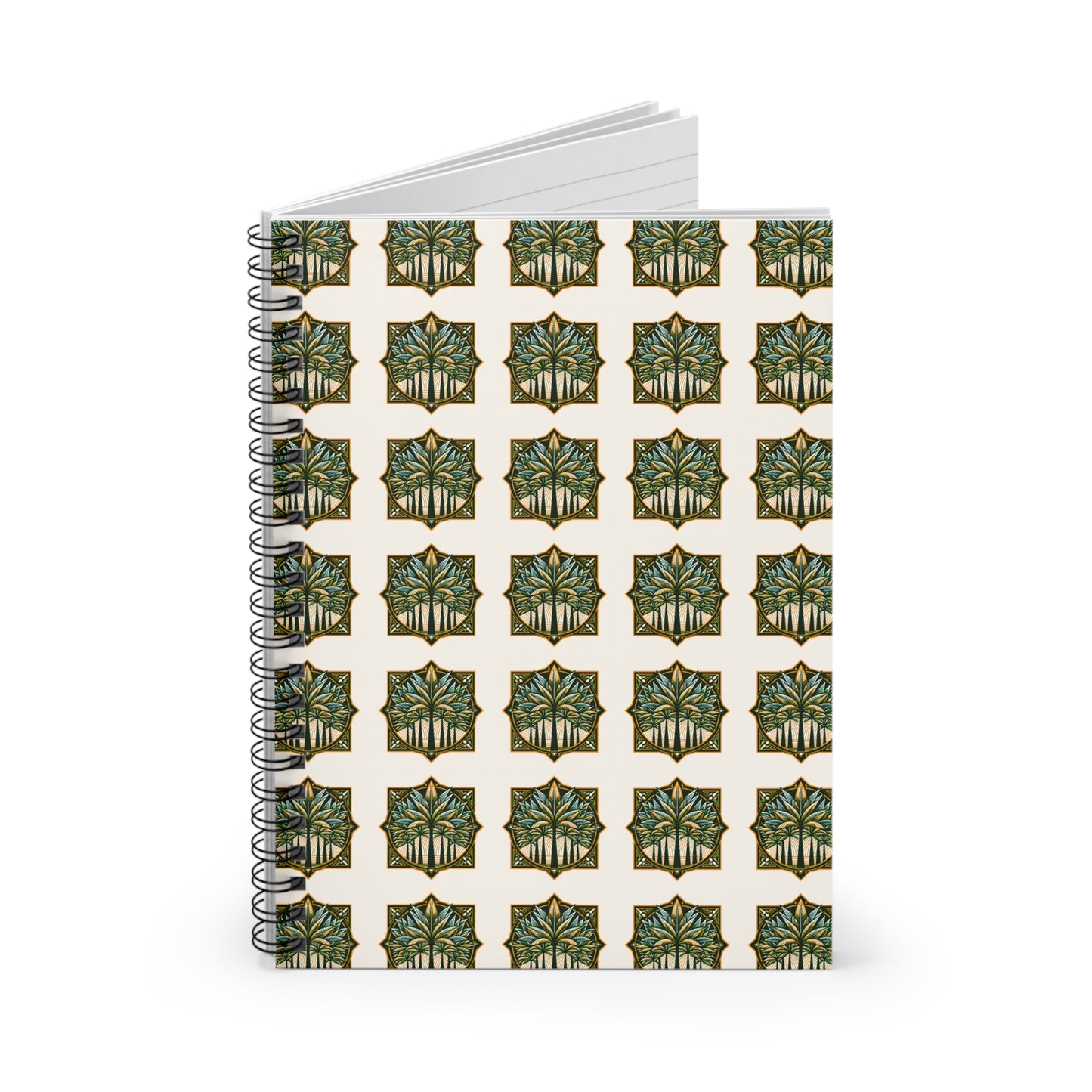 Spiral Notebook - Deco Palm Trees, Green, Ruled Line