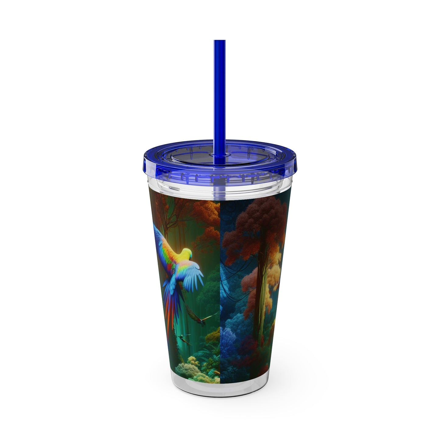 Tropical Tumbler with Straw | 16oz Colorful Travel Cup / Flight School