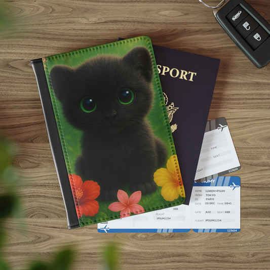 Tropical Passport Cover, Faux Leather - RFID blocking for travel security / Baby Black Panther