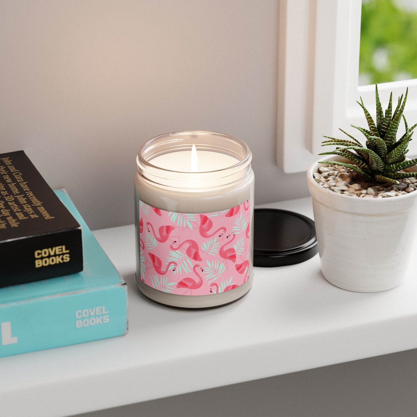 Scented Soy Candle, 9oz, Flamingo and White Palms