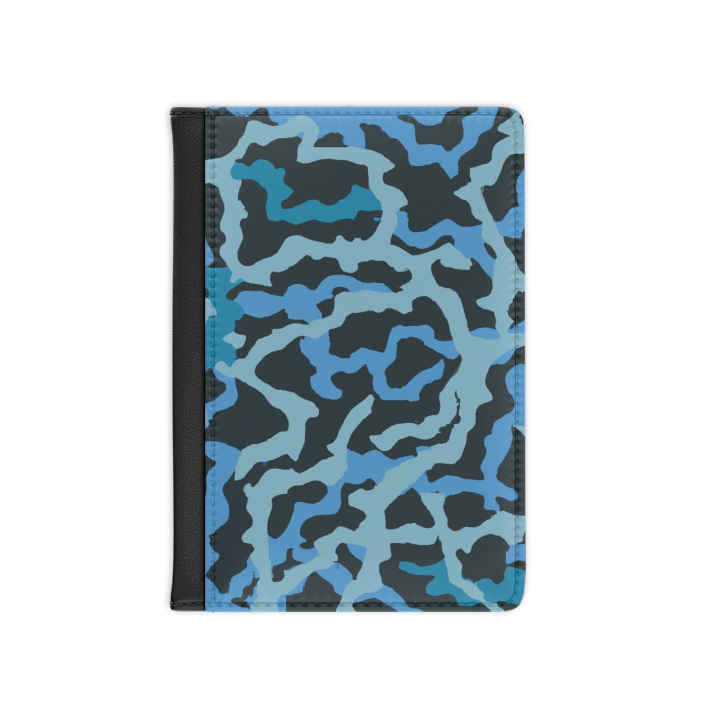 Tropical Passport Cover, Faux Leather - RFID blocking for travel security / Coral Threads, Blue