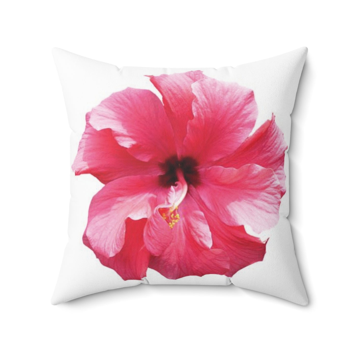 Decorative Pillow - Accent Cushion, 4 Sizes / Photo Pink Hibiscus, White