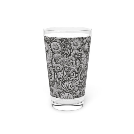 Pint Glass, 16oz - Seahorse Trio Noir