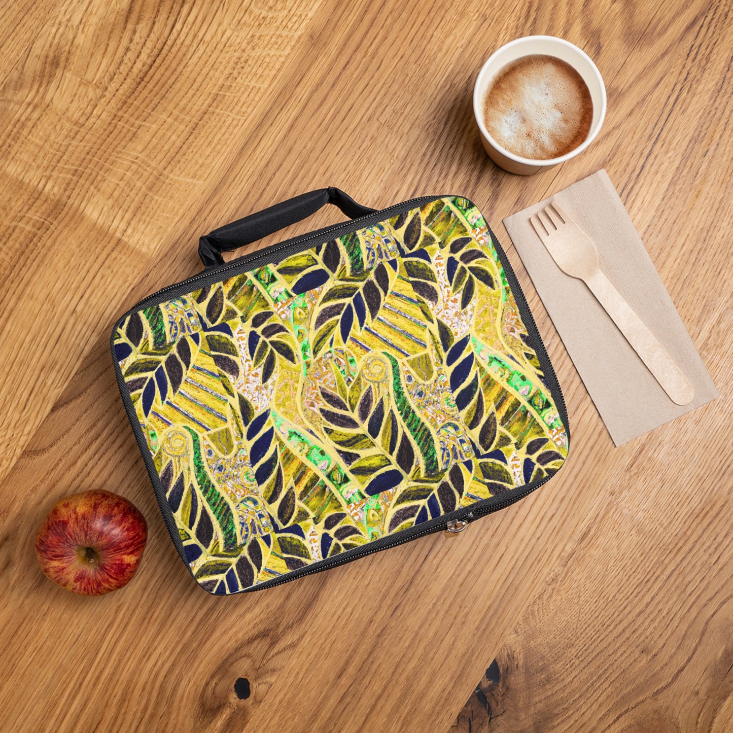 Amazon Whimsy/Yellow Lunch Bag - Eco-Friendly Insulated Tote, Adult and Child Lunchbox / Perfect for Picnics, Beach Outings