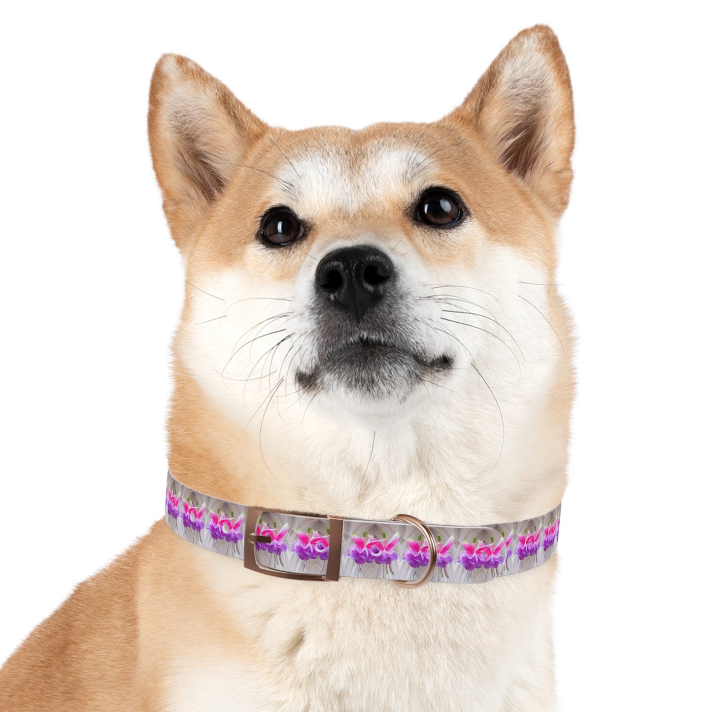 Dog Collar - Two Pink Fuchsias / Gothic, Kaleidoscope