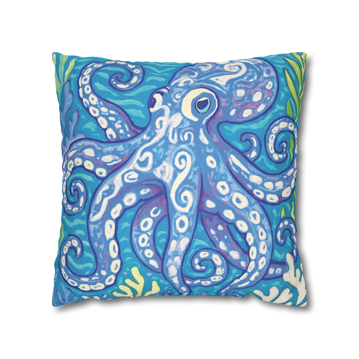 Faux Suede Square Pillowcase - Blue Kraken Joe