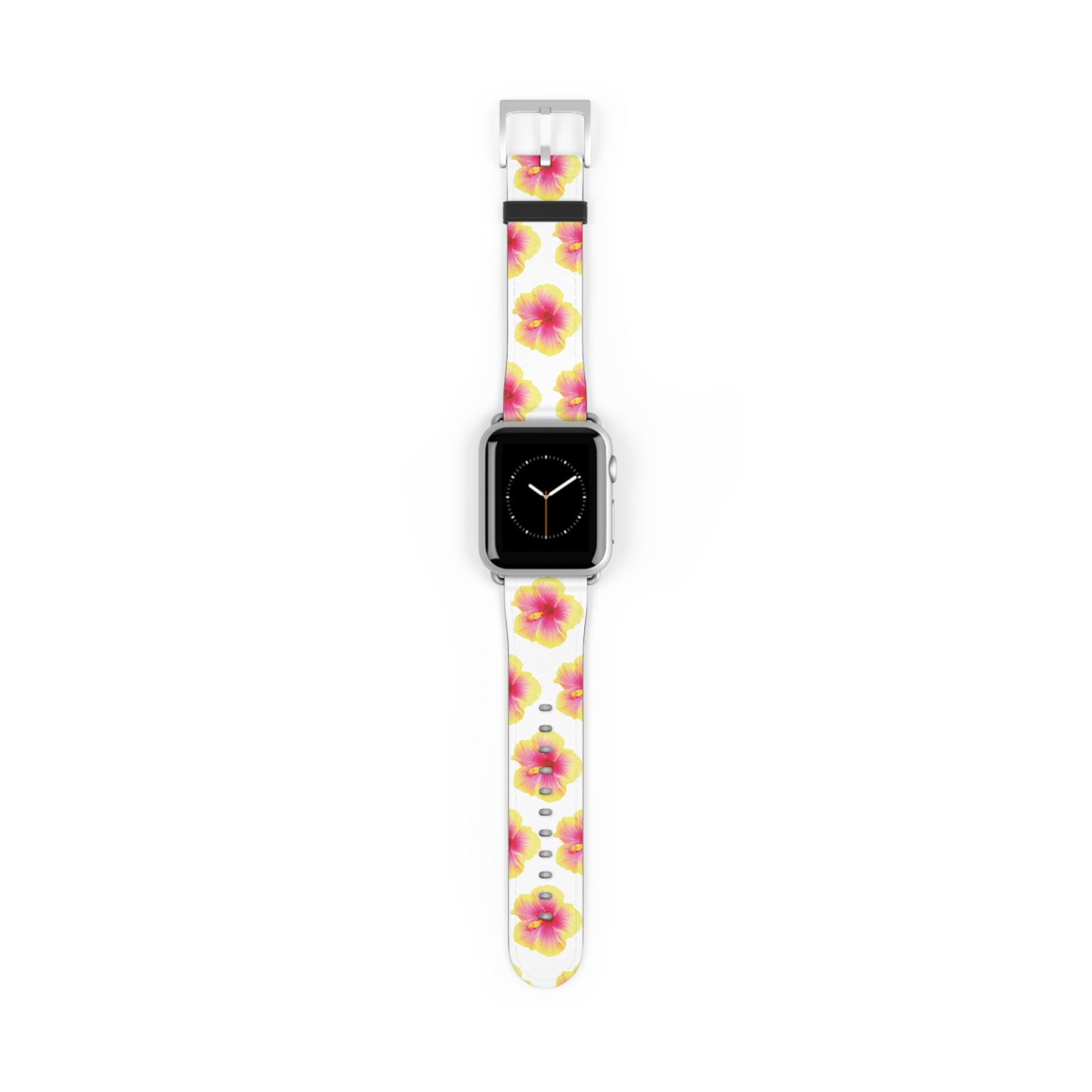 Apple Watch Band - REAL Yellow/Orange Hibiscus Flower, White