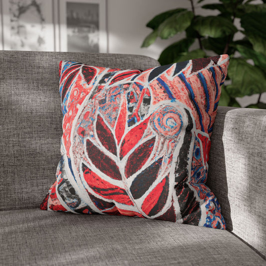 Faux Suede Square Pillowcase - Amazon Whimsy, Red