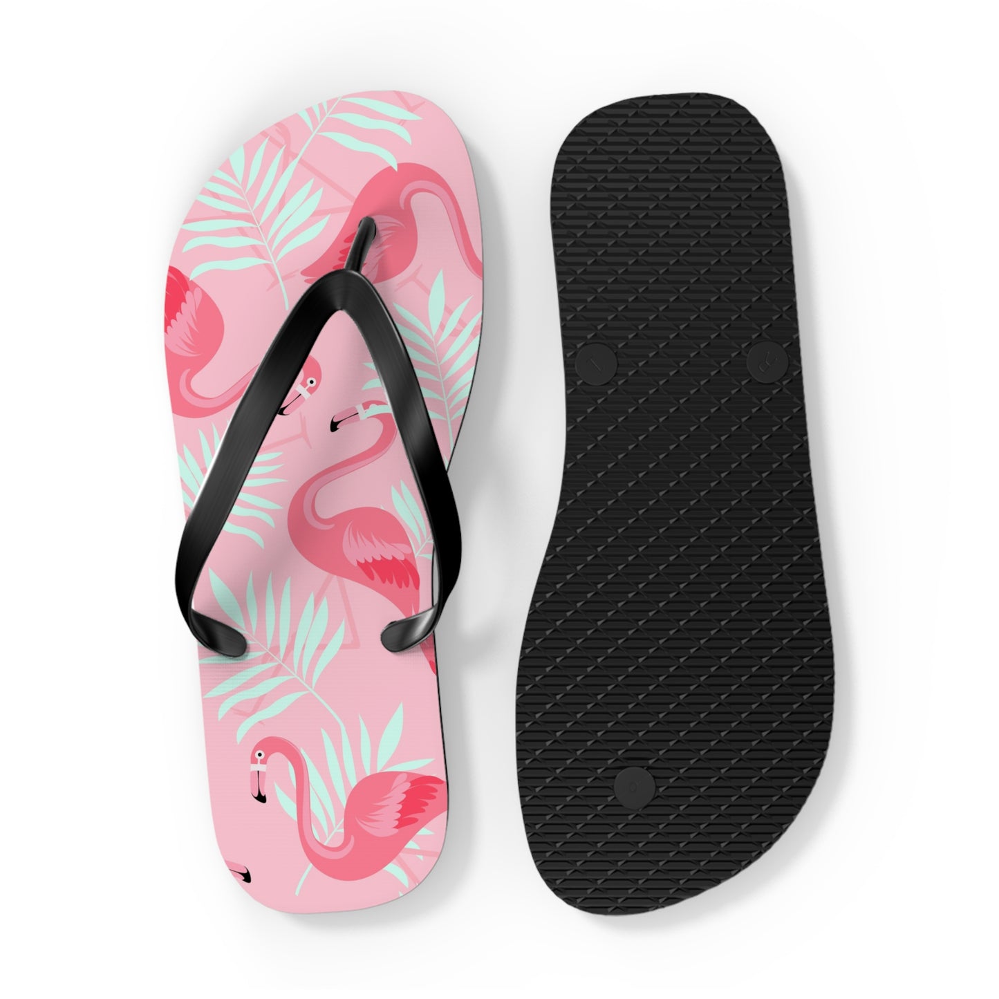 Flip Flops - Pink Flamingo / White Palms