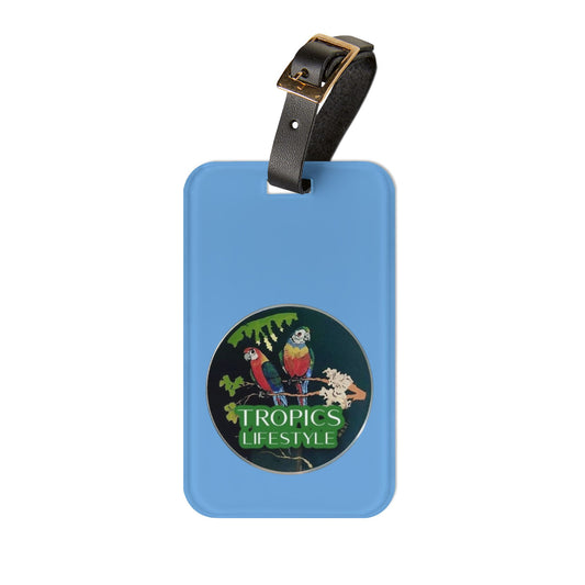 Luggage Tag - Two Brazilian Parrots, lt. blue