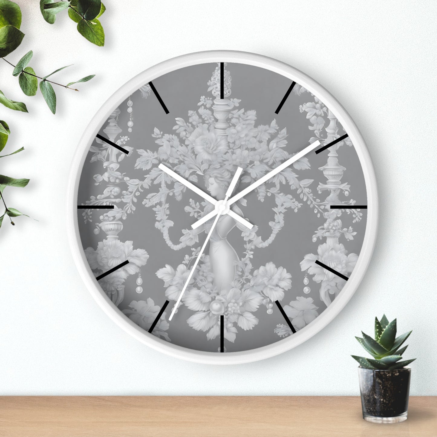 Wall Clock, Pearl Lady Toile / Slate, Hands/Base Variants