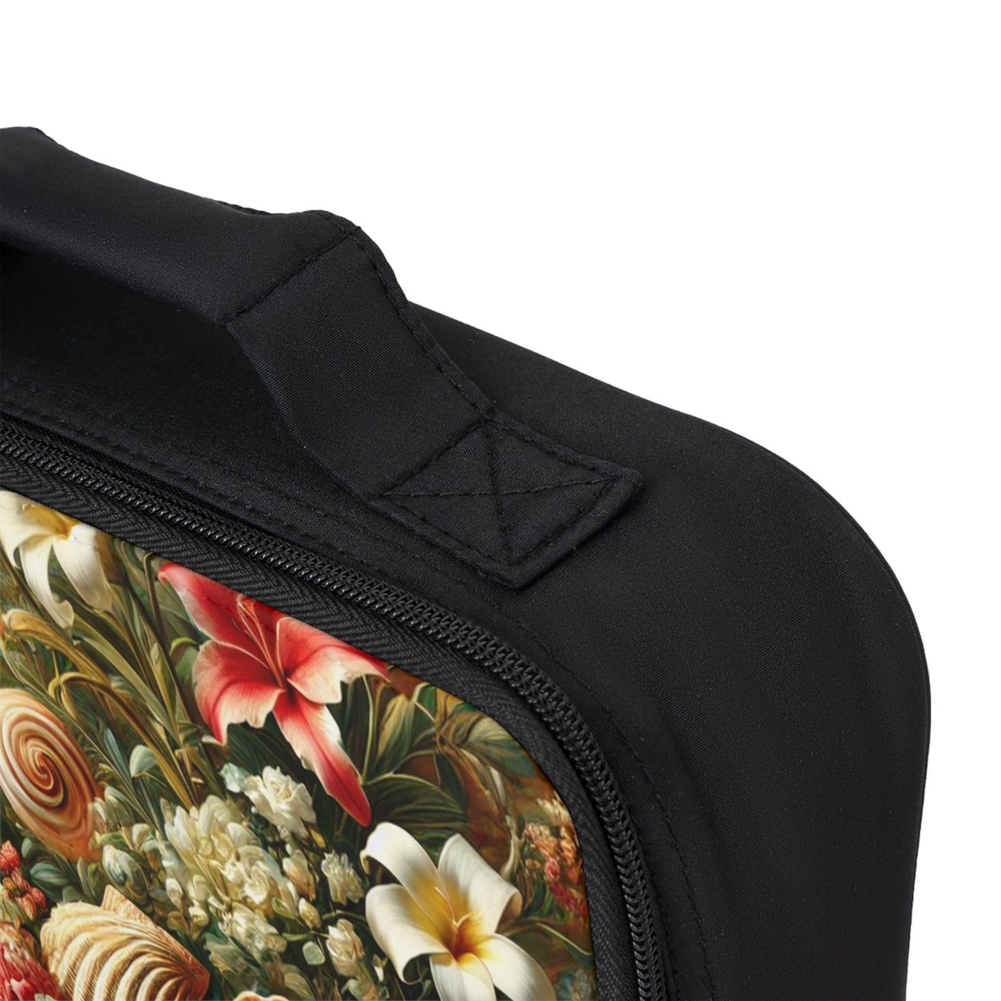 Shells and Flowers Still Life Lunch Bag - Eco-Friendly Insulated Tote, Adult and Child Lunchbox / Perfect for Picnics, Beach Outings