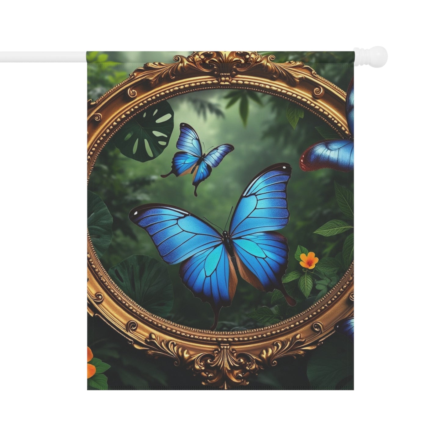 Tropical Garden Flag - Perfect for Outdoor Decor / Framed Monarch Butterflies