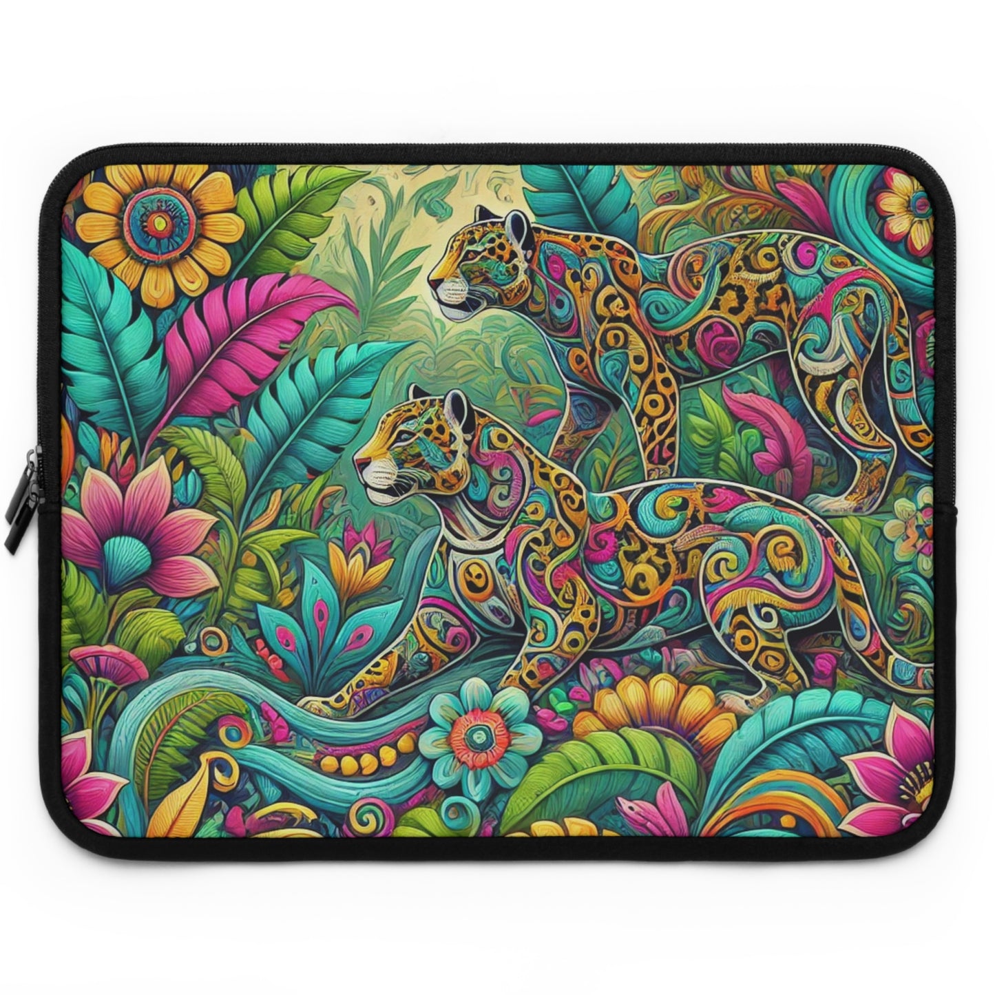 Tropical Laptop Sleeve, 5 Sizes - Perfect for Rainforest Lovers & Students / Jaguar Pop