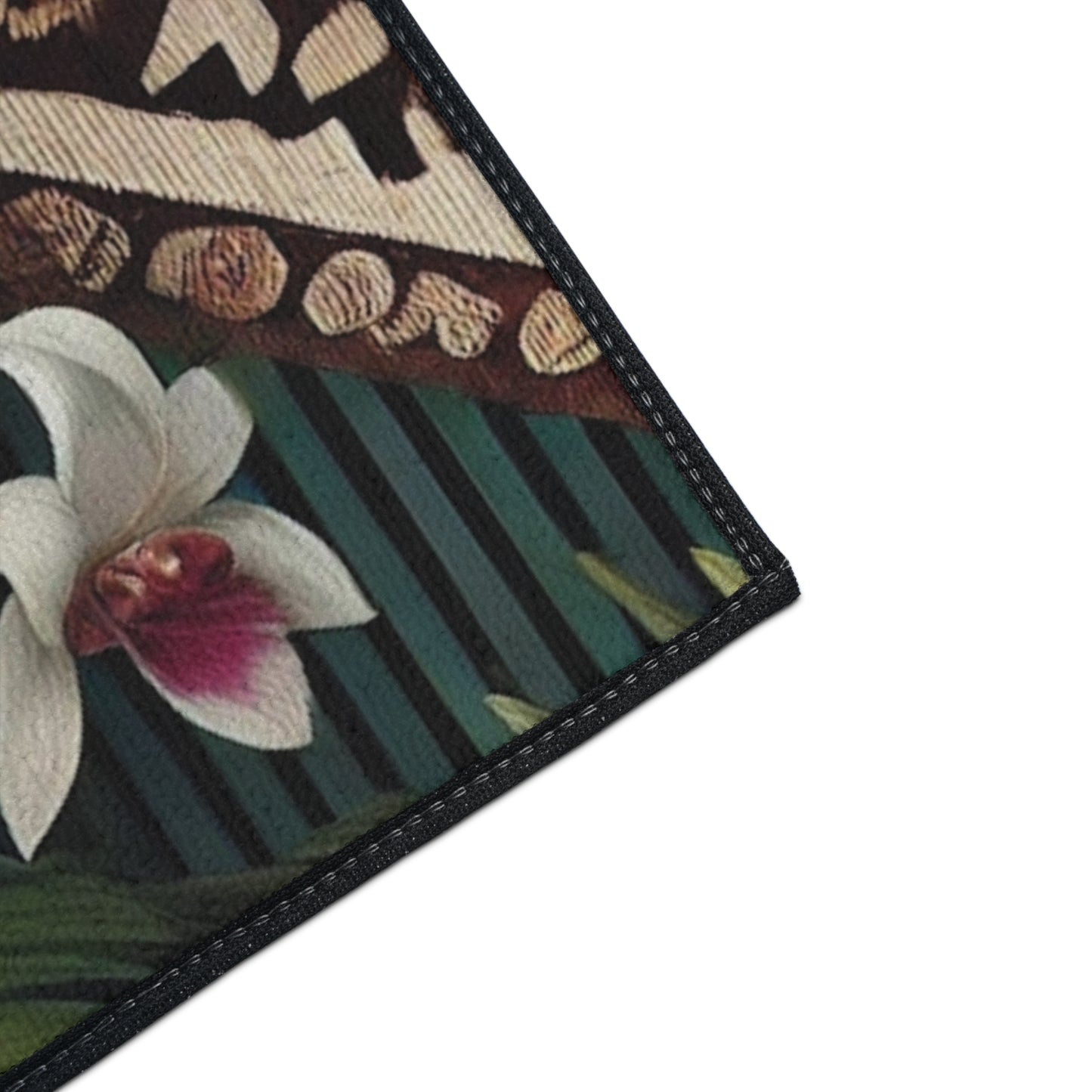 Heavy Duty Floor Mat, 5 Sizes – Tropical Area Rug for Home Décor / Tiki Orchids