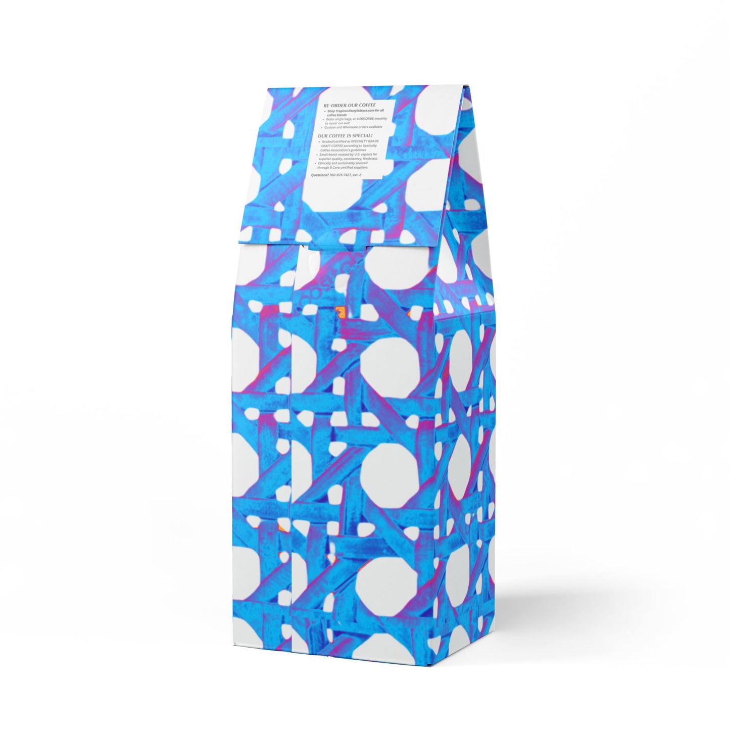 Cocoa Palms Blend™ (Medium-Dark Roast) Specialty Grade Craft Coffee / Chair Wicker, Turquoise