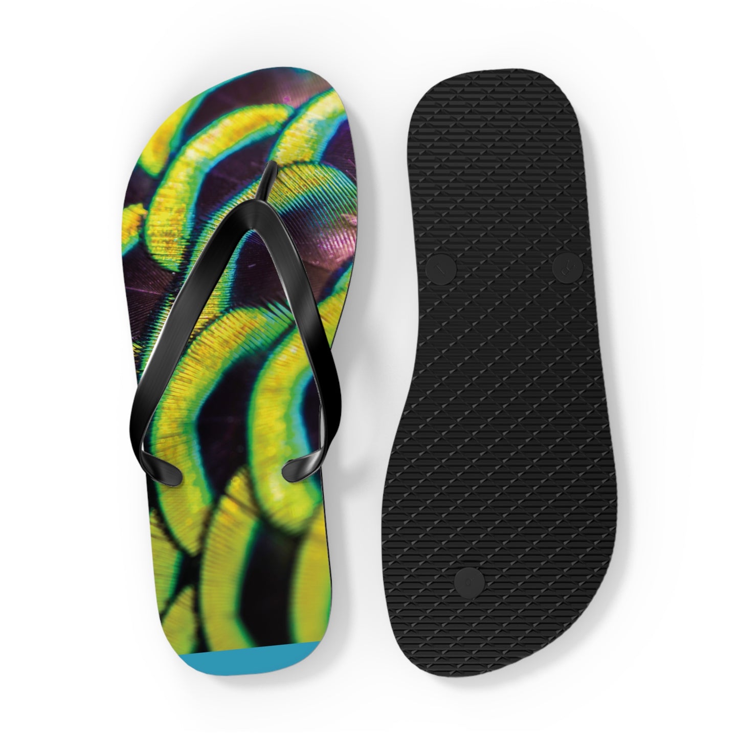 Flip Flops - Yellow Peacock Feathers