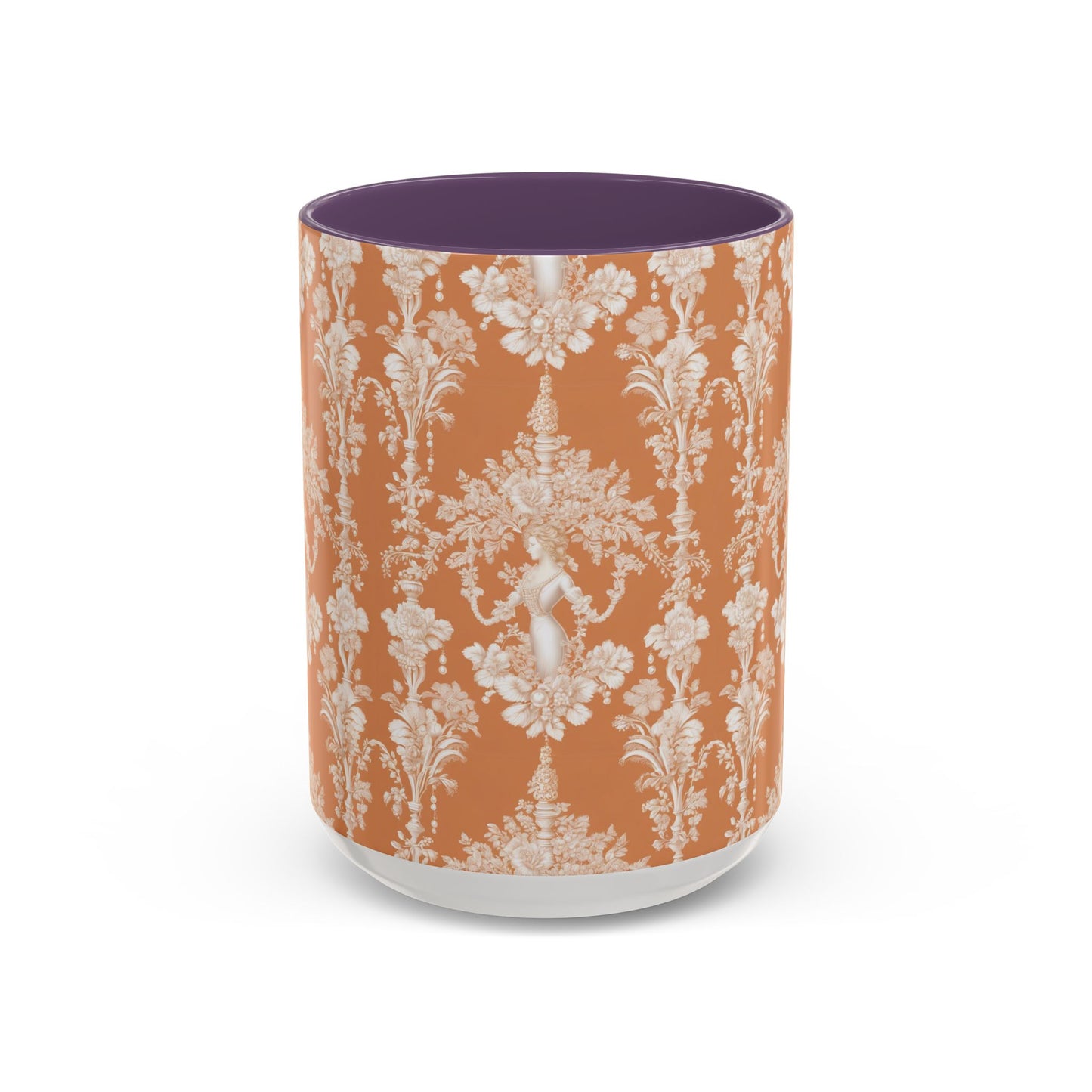 Accent Coffee Mug (11, 15oz), Pearl Lady Toile/Melon Repeat, Various Colors