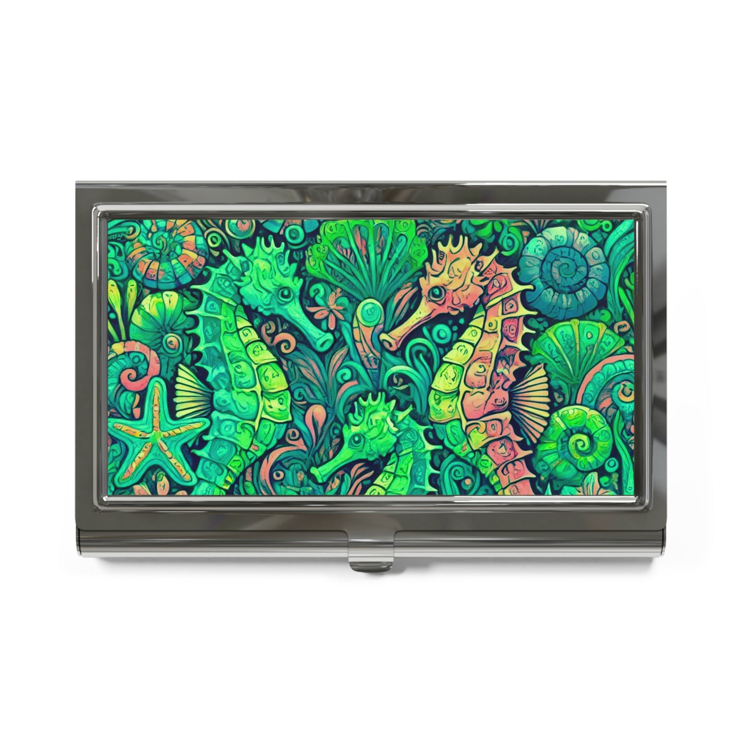 Business Card Holder/Case - Seahorse Trio, Lime