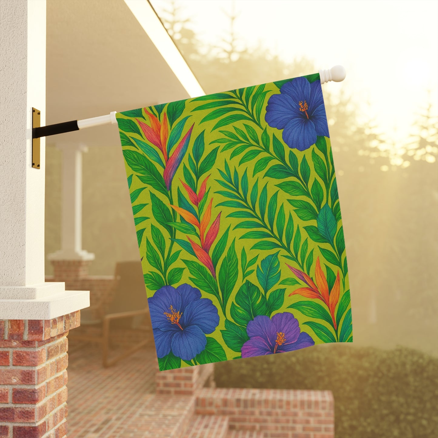 Tropical Garden Flag - Perfect for Outdoor Decor / Midnight Flower, Lime