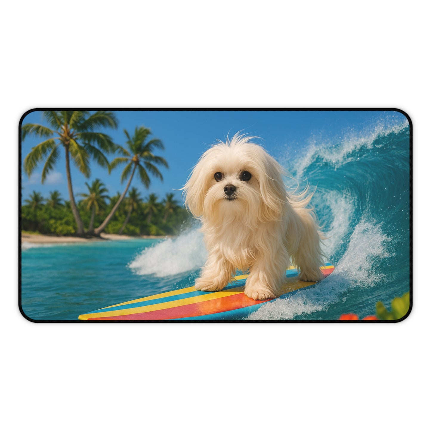 Tropical Mouse Pad/Desk Mat, 3 Sizes - Perfect for Home Office - Puppy Ariel the Dog Surfer