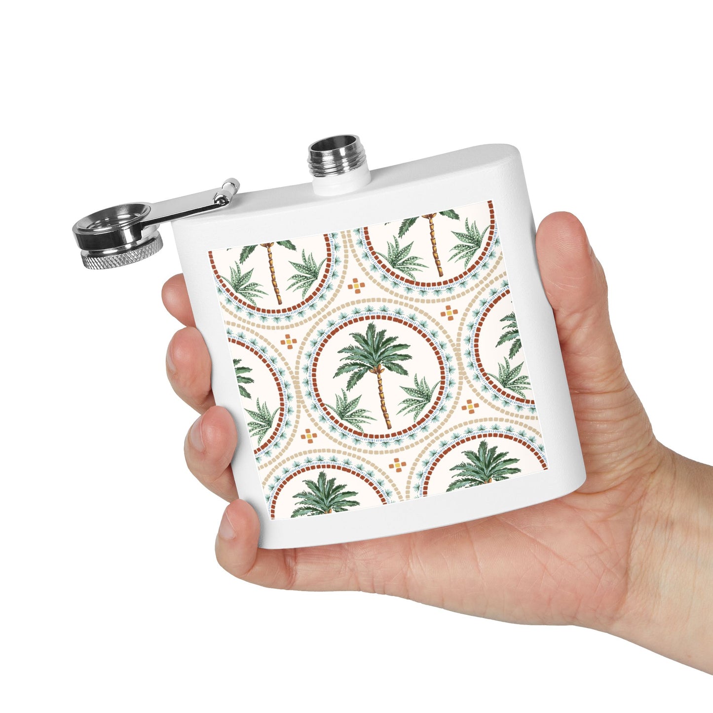 Tropical Stainless Steel 6 oz. Flask, Many Colors  – Mosaic Palms