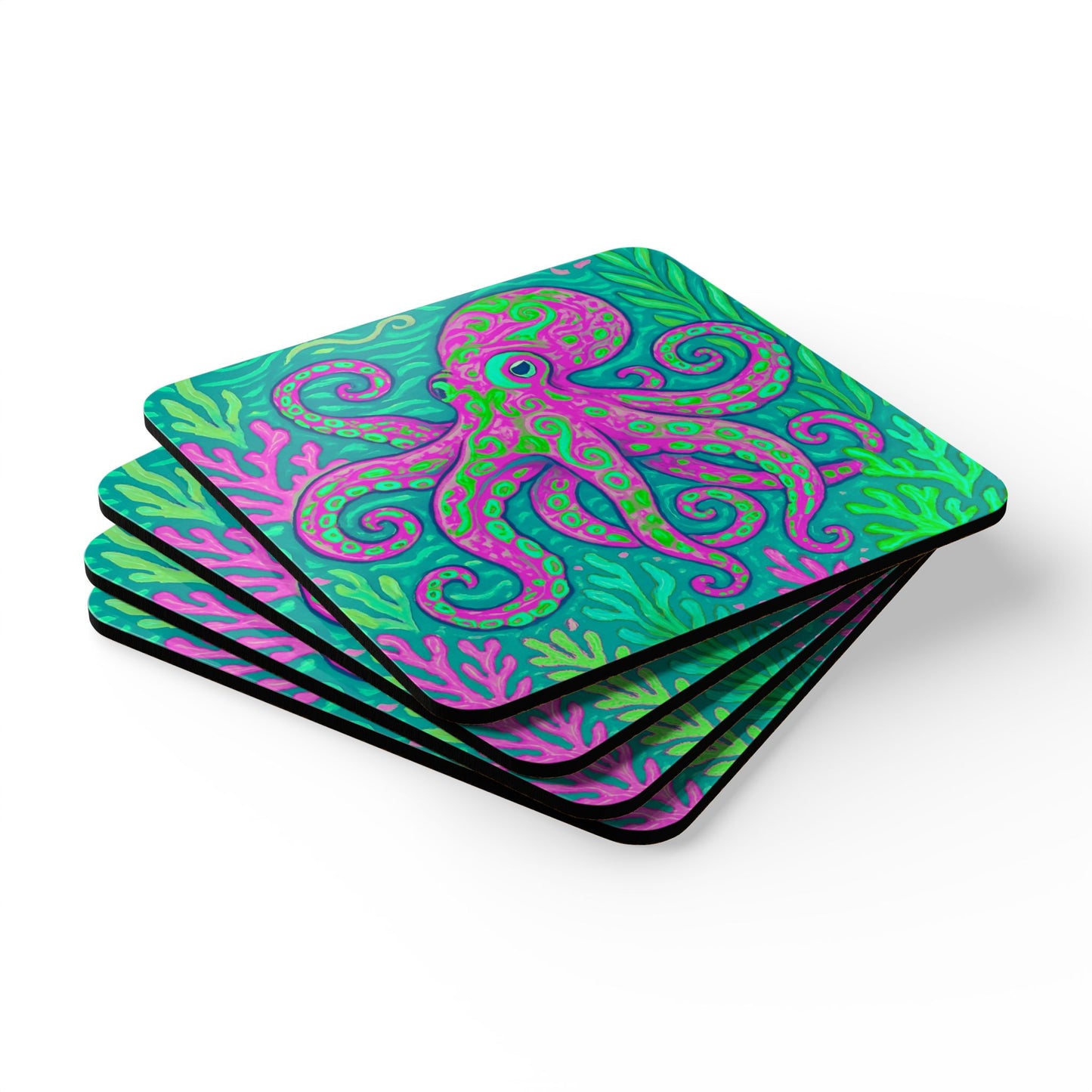 Four-piece Coaster Set - Purple Kraken Joe