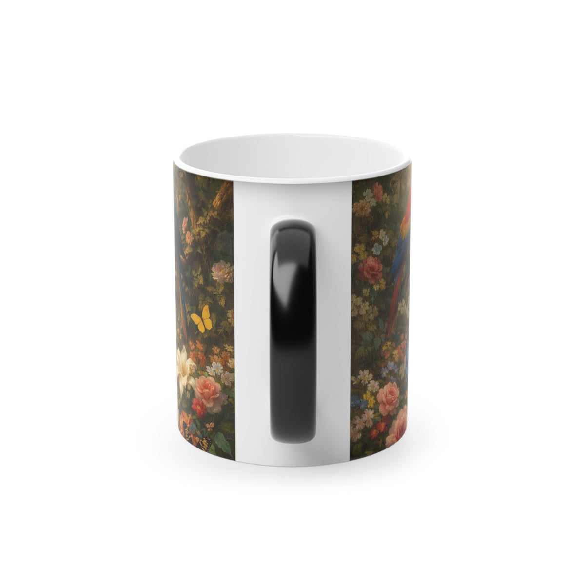 Heat-Activated Coffee Mug — Vintage Rainforest Waterfall Scene