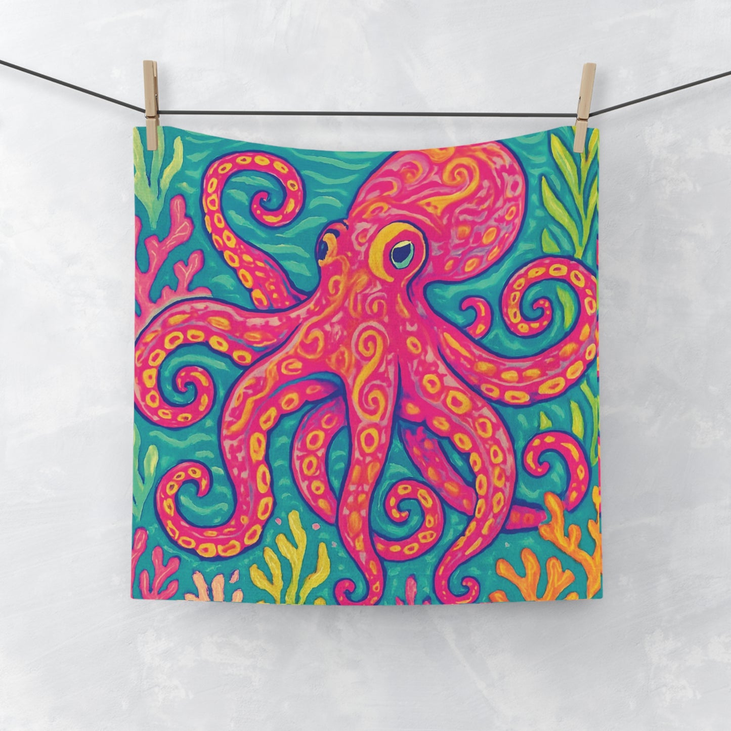 Face Towel - Red Kraken Joe