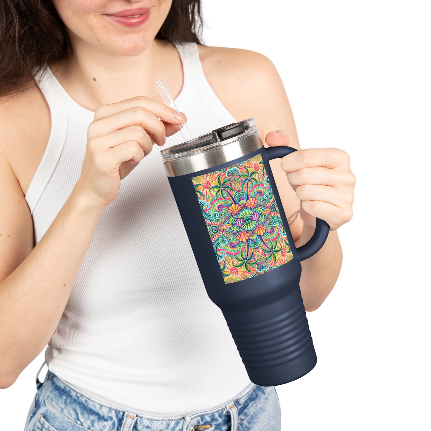 Kaleido Bay Insulated Travel Mug - 40oz - Perfect for Outdoor Adventures