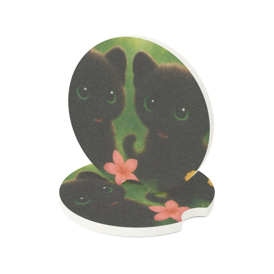 Soapstone Car Coaster - Baby Black Panthers