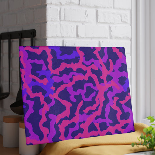 Glass Cutting Board, 2 sizes - Coral Threads/Heatwave
