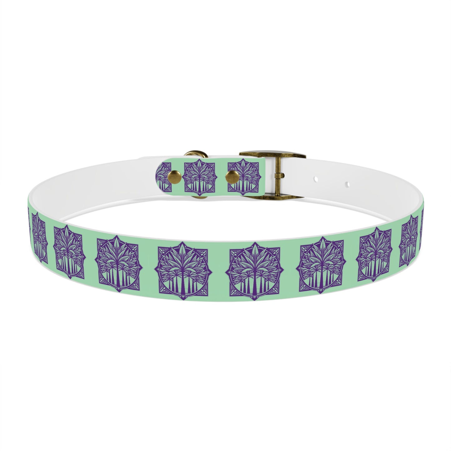 Dog Collar - Deco Palm Trees, Mint Green