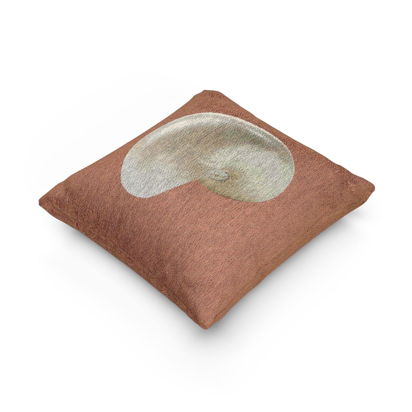 Woven Pillow, 17"W x 18"L - White Nautilus Shell, Orange