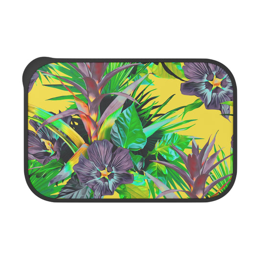 Bento Box with Utensils - Plant Palooza, yellow