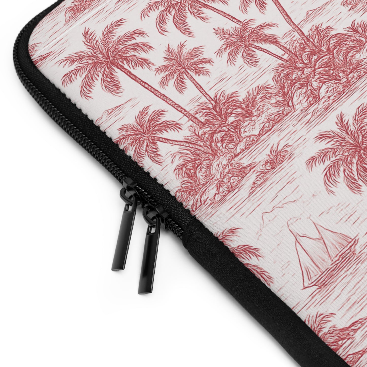 Tropical Laptop Sleeve, 5 Sizes - Perfect for Beach Lovers & Students / Faraway Toile, Red