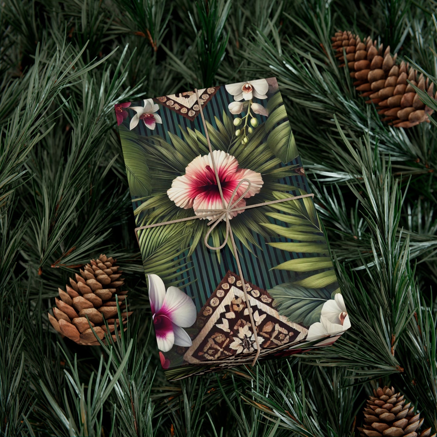 Wrapping Paper - Tropical Gift Wrap for All Occasions / 3 Sizes, 2 Finishes / Tiki Orchids