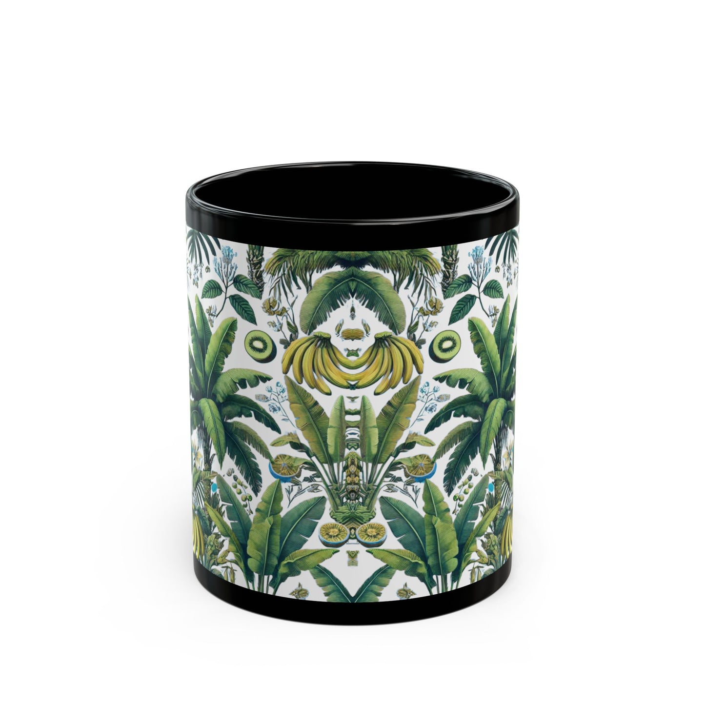 Black Coffee Mug - More Tropical Fruit, White