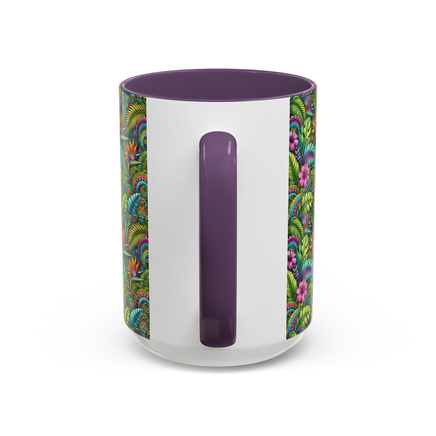 Accent Color Coffee Mug (11, 15oz), Rainforest Blooms, Various Colors