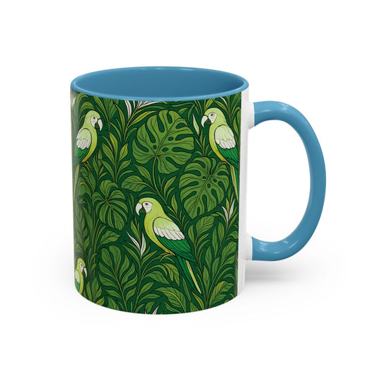 Accent Coffee Mug (11, 15oz), 8 Colors - Parrot Family, Lime
