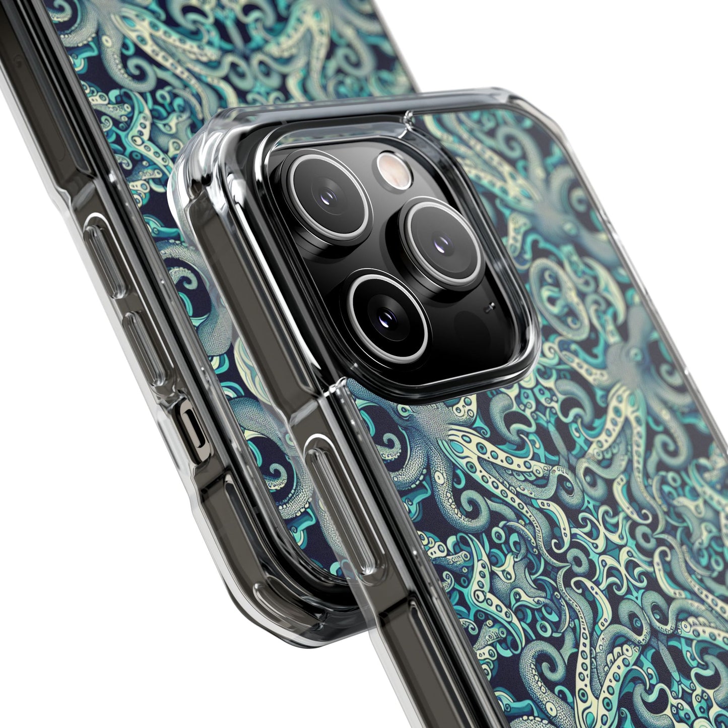 Twisted Aqua Octopus Magnetic Clear Phone Case, Many Models