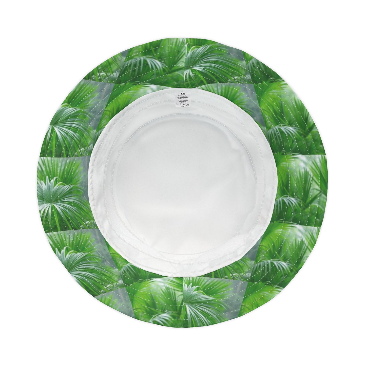 Tropical Polyester Bucket Hat, 2 Sizes - Young Palms/White