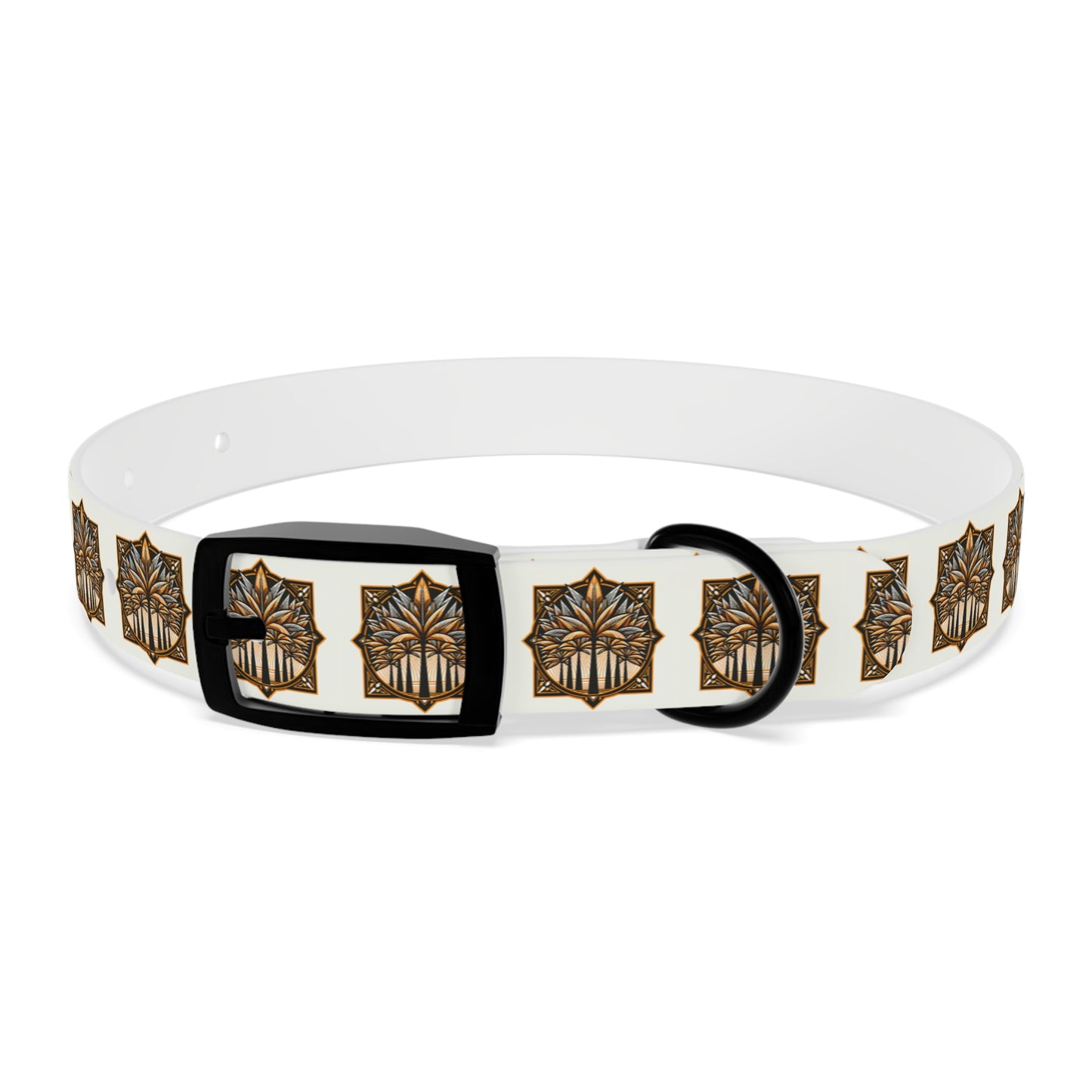 Dog Collar - Deco Palm Trees, Cinnamon