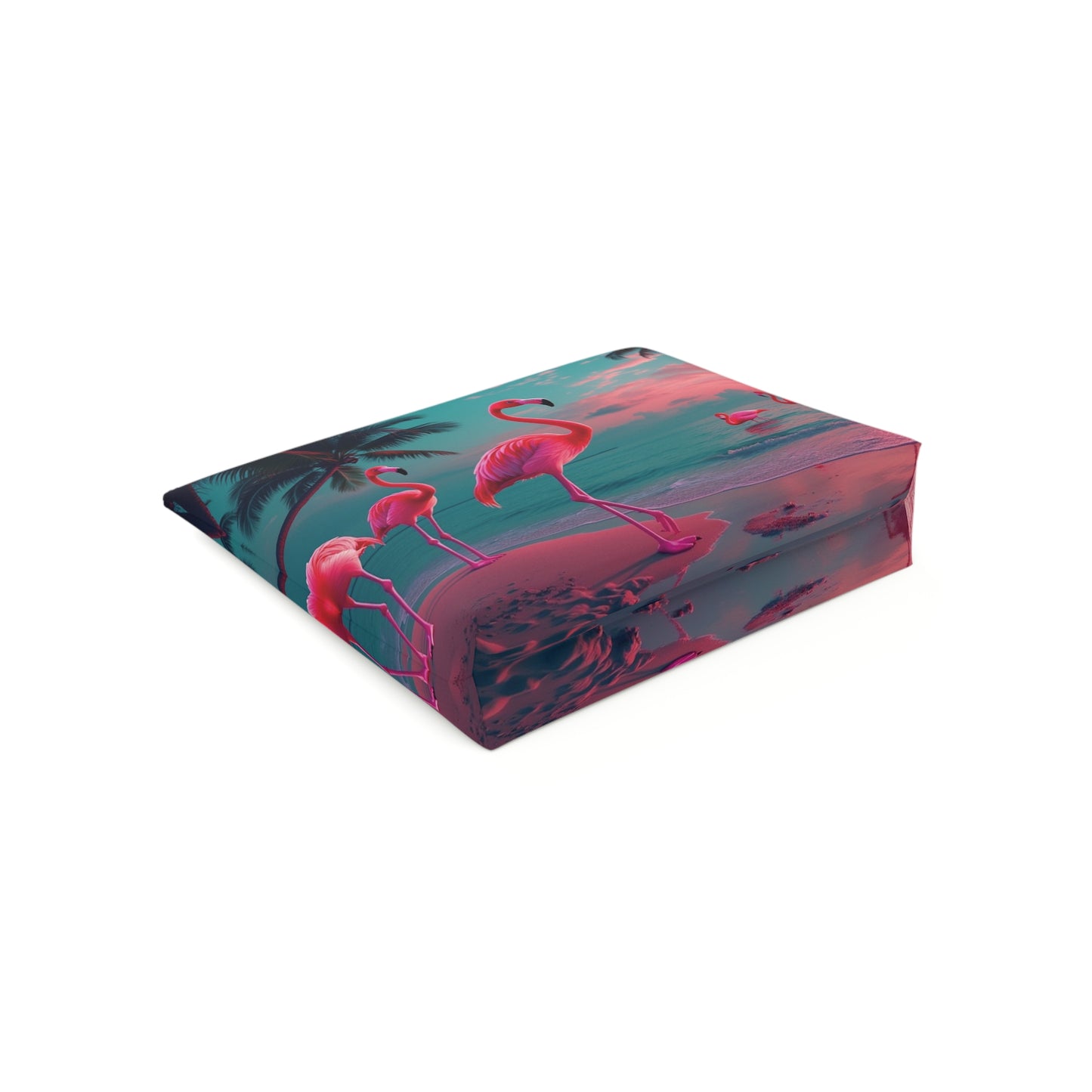 Tropical Cotton Cosmetic Bag, Makeup Pouch, 5 Sizes / Neon Flamingos at Night