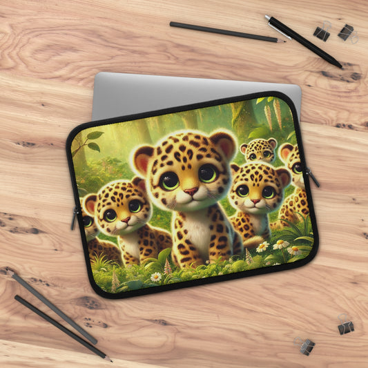 Tropical Laptop Sleeve, 5 Sizes - Perfect for Rainforest Lovers & Students / Baby Jaguars