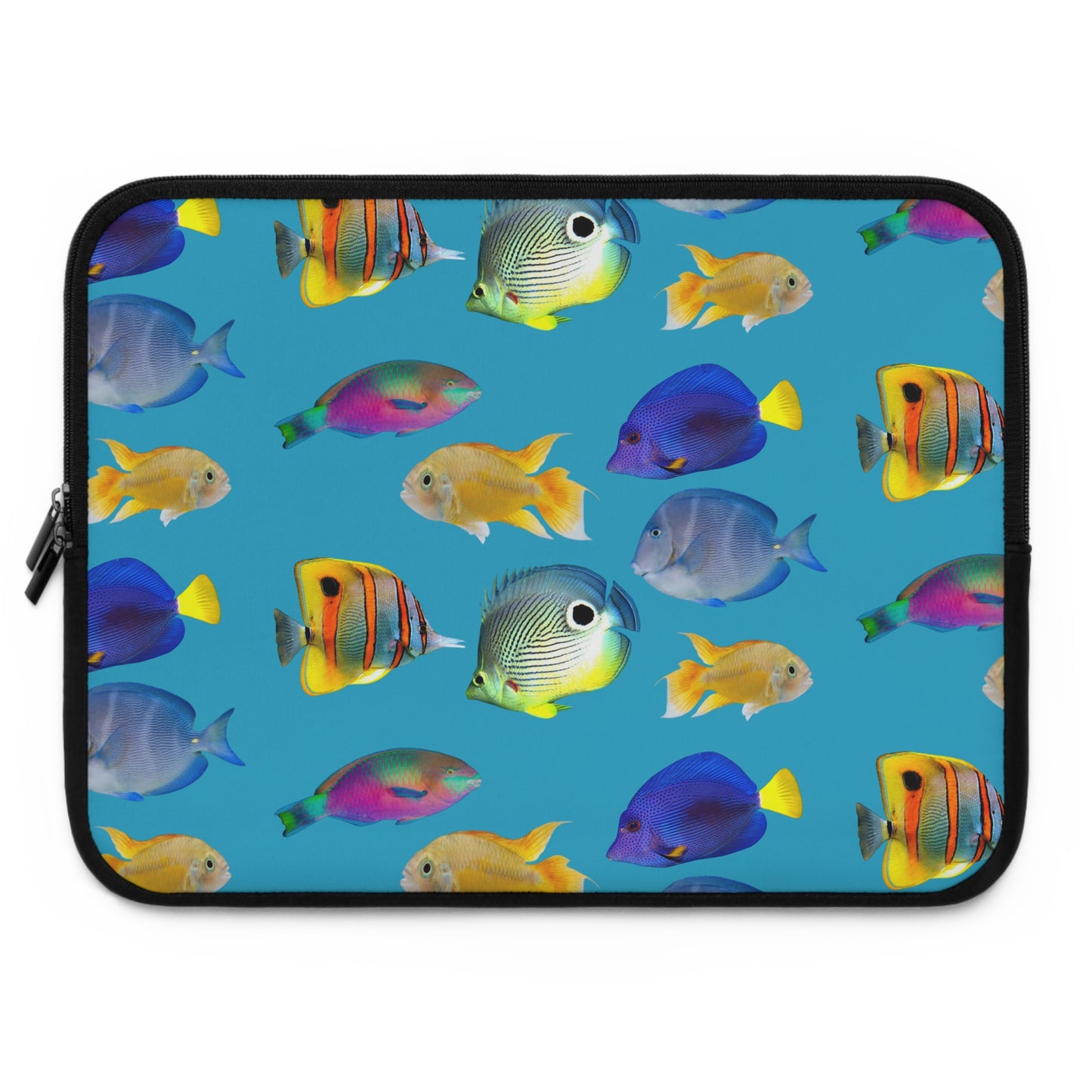 Tropical Laptop Sleeve, 5 Sizes - Perfect for Ocean Lovers & Students / School of Fish, Turquoise