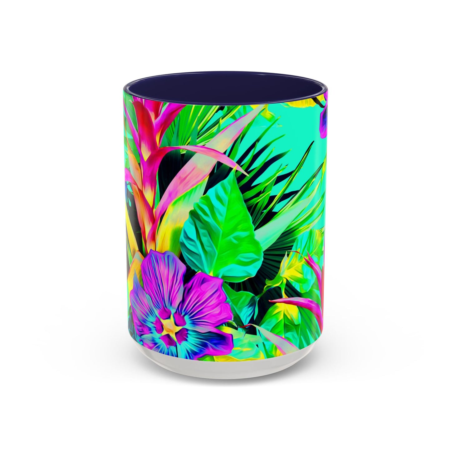 Accent Coffee Mug (11, 15oz), Plant Palooza, turquoise / Various Colors