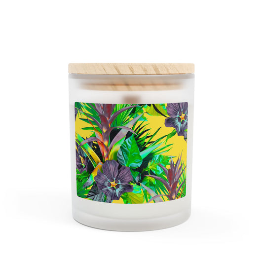 Frosted Glass Candle, 11oz, Plant Palooza, yellow