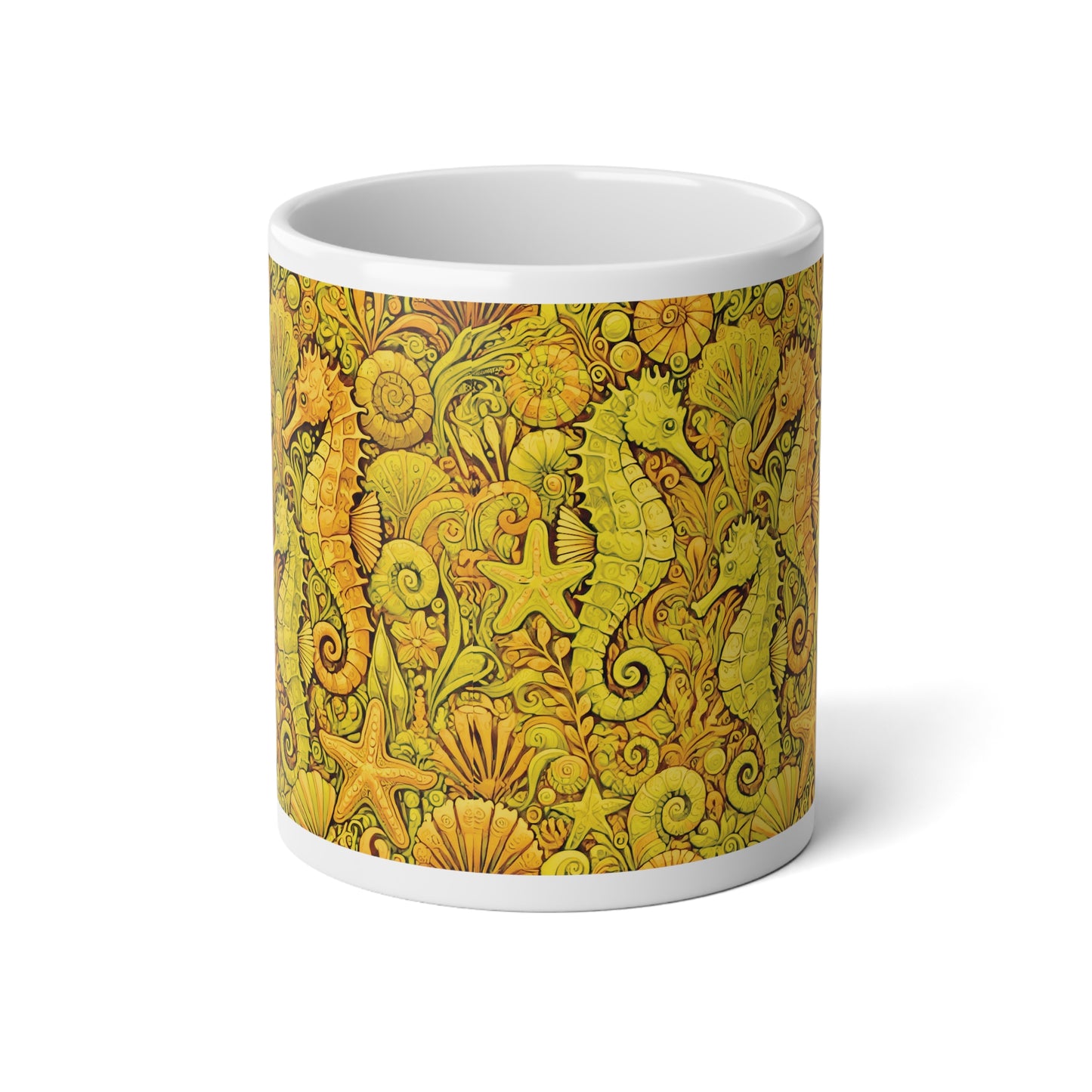 Jumbo Mug, 20 oz | Seahorse Trio, Yellow